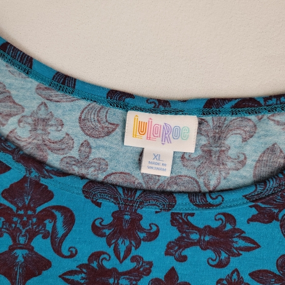 NOT FOR SALE Lularoe Irma Hi Low Tunic Top Fleur-De-Lis Sz XL - Picture 7 of 11